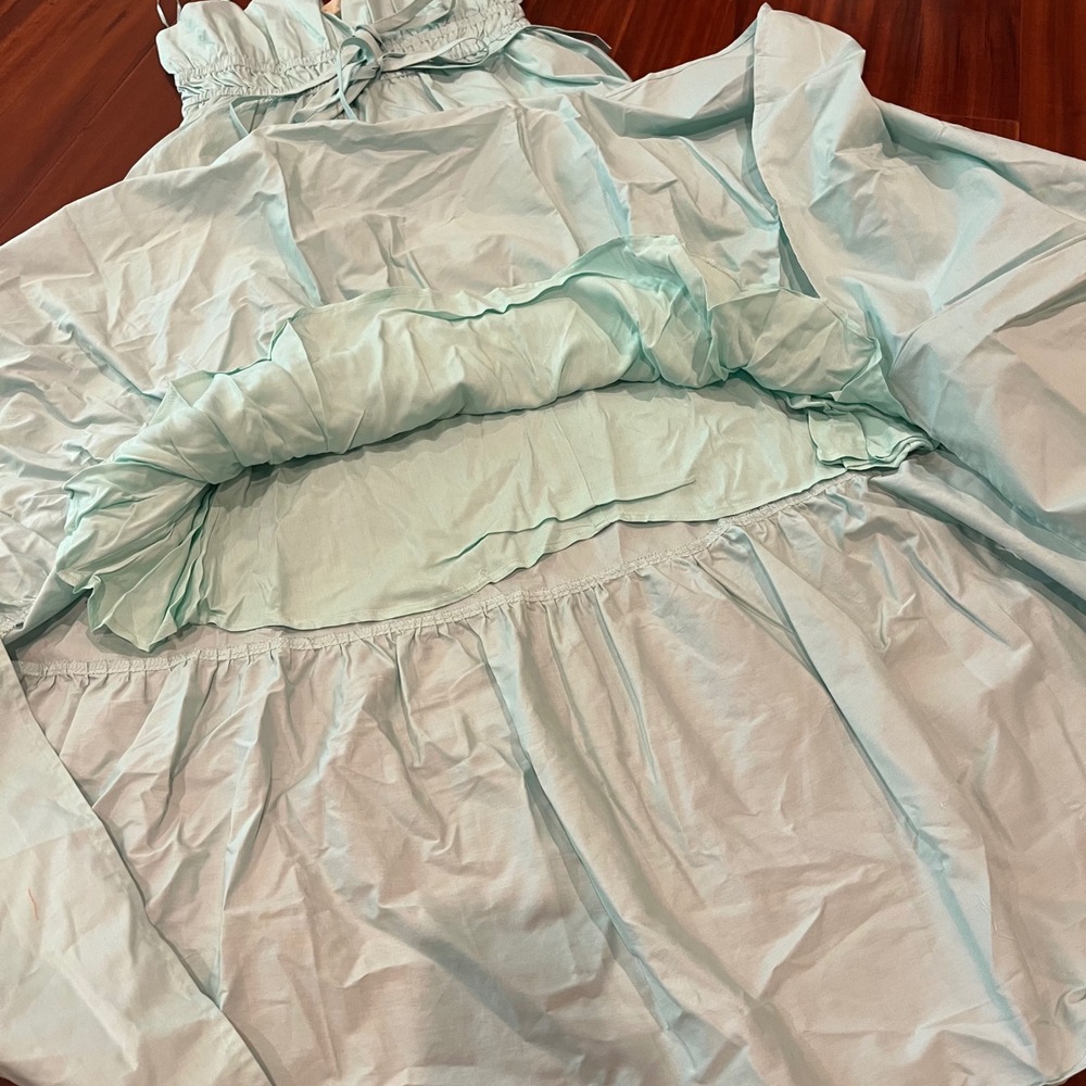 Cotton Mint Maxi Dress AIBLEE Boutique Pale Green Tier Smock‎ Tie New Medium - Picture 8 of 10